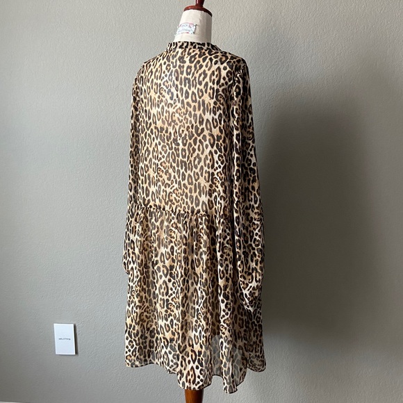 ❌SOLD❌ Chiffon Leopard-print Puff-sleeved Dress - Picture 8 of 16